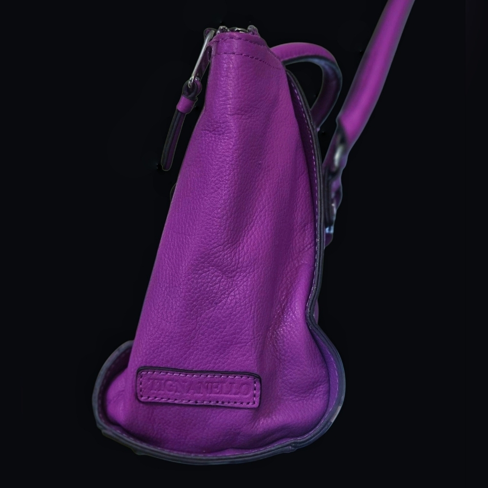 Tignello Pretty Leather Purple Women's Handbag. - Picture 6 of 12